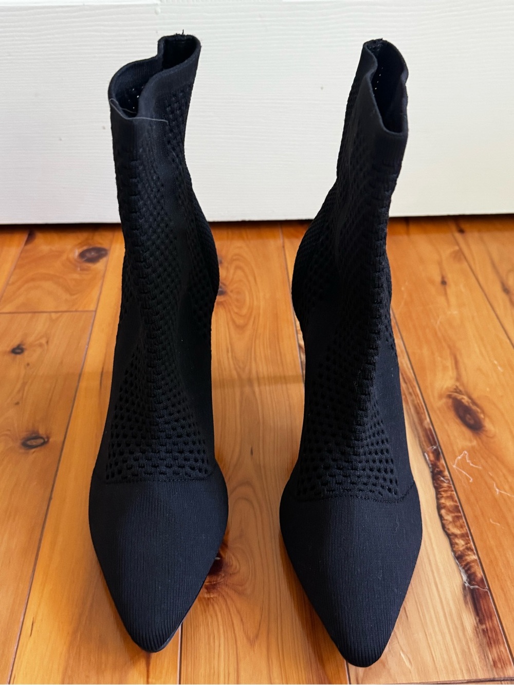 Charles By Charles David Black Knit Pointed Sock Booties